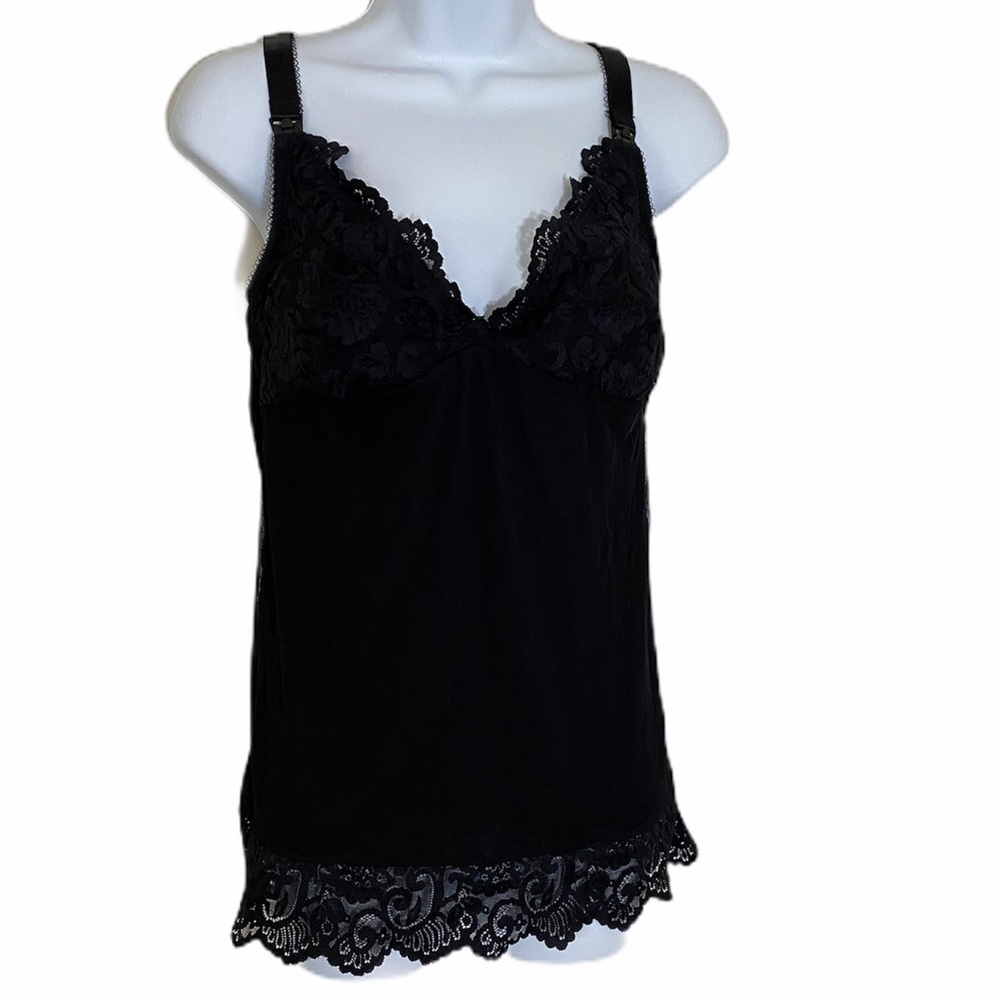Hot Milk Black Lace Nursing Camisole Size M
